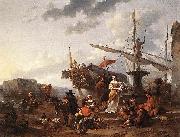Nicolaes Pietersz. Berchem A Southern Harbour Scene oil painting artist